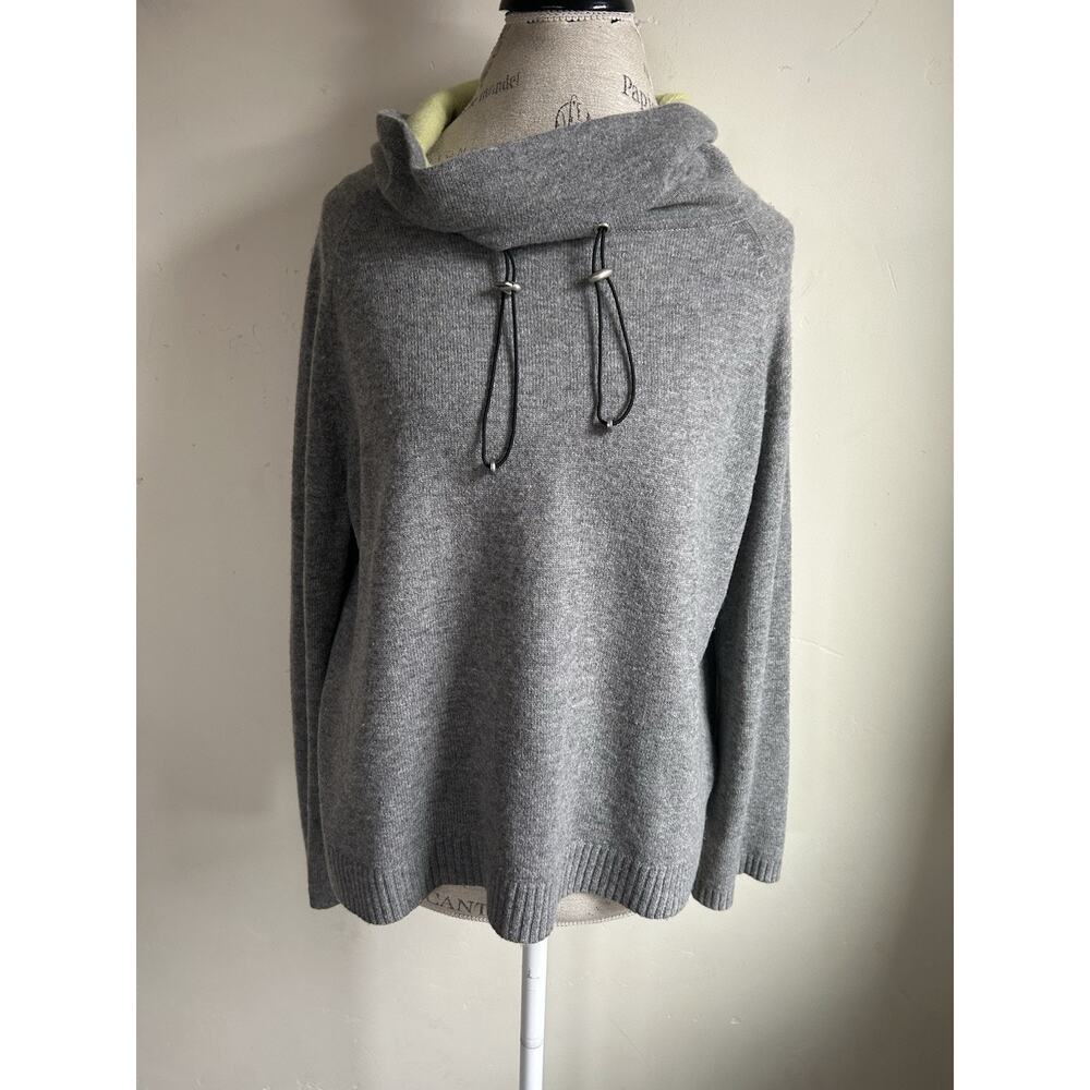 Lisa Todd Cashmere Merino Wool Sweater Women’s M Gray Cowl Neck Zip Knit MINT - Picture 3 of 13